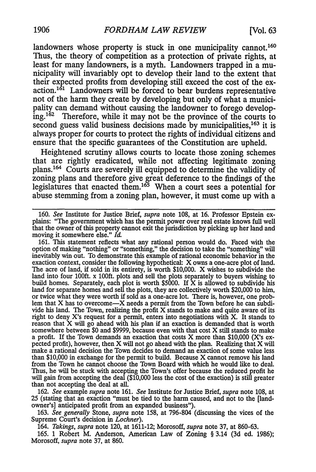 1906 FORDHAM LAW REVIEW [Vol. 63 landowners whose property is stuck in one municipality cannot.