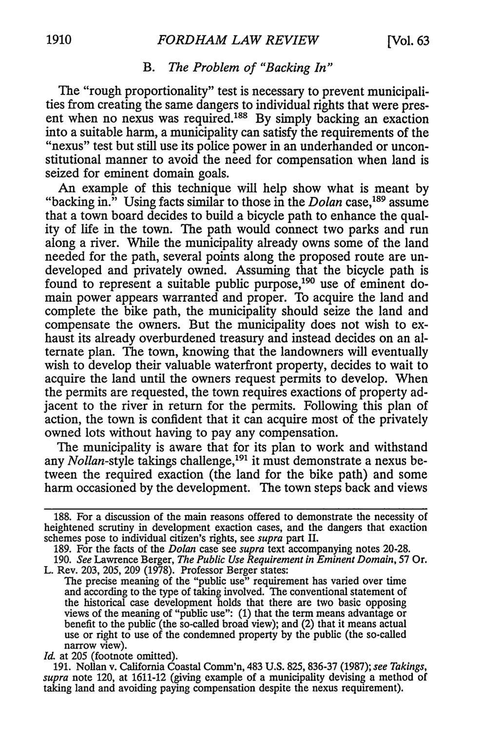 1910 FORDHAM LAW REVIEW B. The Problem of "Backing In" [Vol.