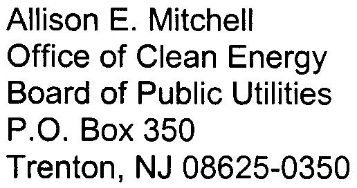 Hunter Office of Clean Energy Trenton, NJ 08625 Babette Tenzer Deputy Attorney General Division of Law Department of Law