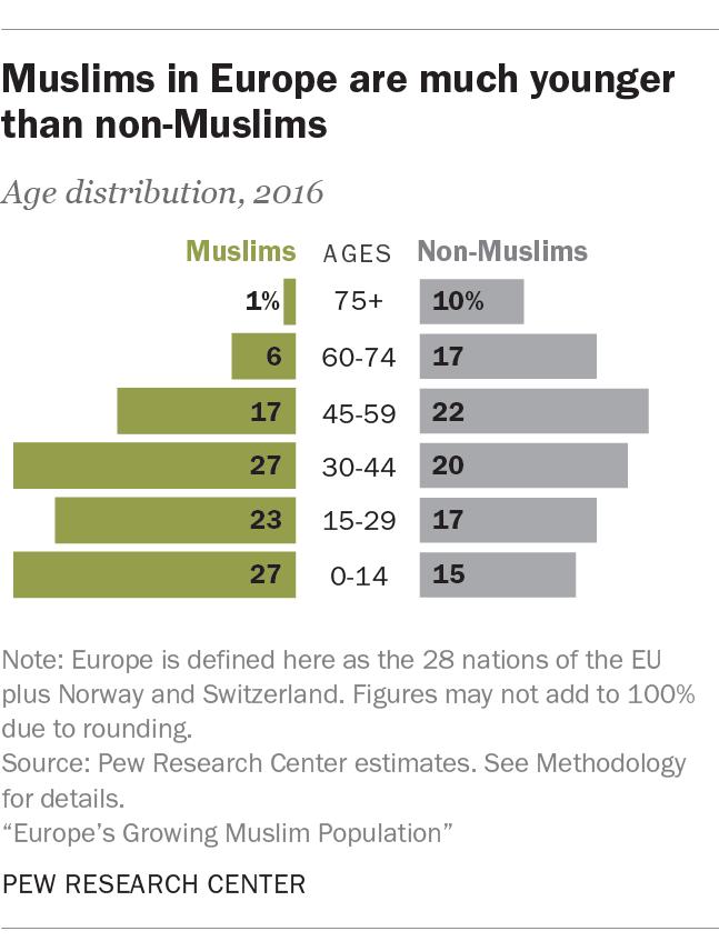 share of non-muslims who are children (15%).