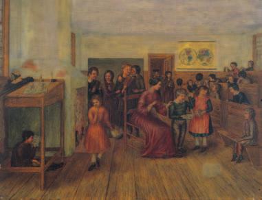 One-Room Schoolhouse The painting New England School by Charles Frederick Bosworth tells the tale of teachers