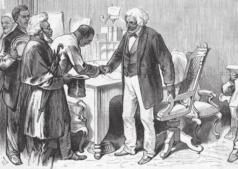 One of his most famous works is his autobiography about growing up under the shadow of slavery. In the following excerpt, Douglass is around eight years old, and Mrs.