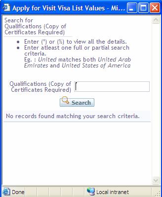 16. Enter the employee s Qualification by clicking on the magnifying glass icon 17. and selecting the appropriate Qualification from the pop up window that appears 18.