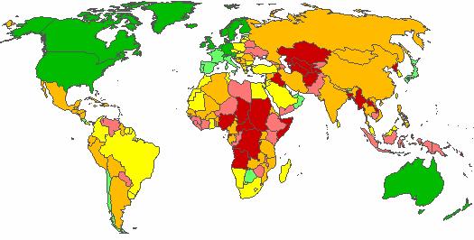Control of Corruption, 2004: World Map Source for data: : 'Governance Matters IV: Governance Indicators for 1996-2004, D. Kaufmann, A. Kraay and M. Mastruzzi, 13 (http://www.worldbank.