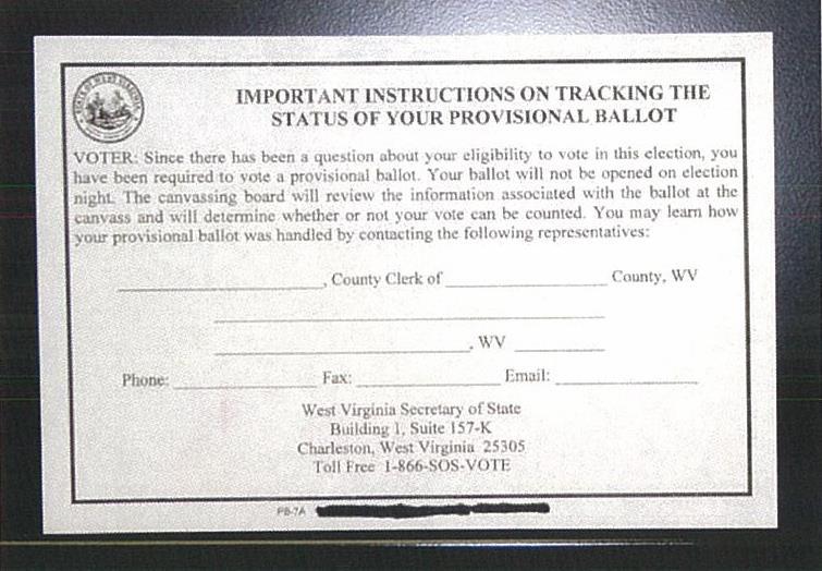 be given a provisional ballot tracking form with a tracking