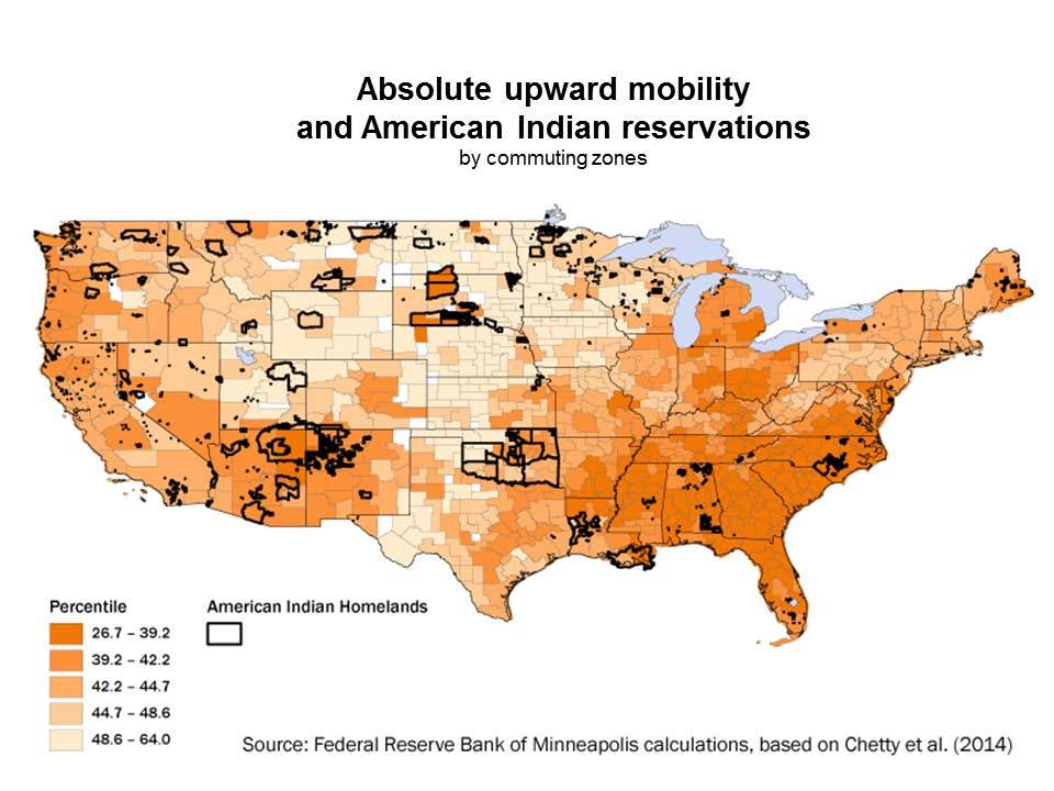 In fact, for statistical purposes, let me focus on commuting zones where at least 5 percent of the population identifies as American Indian (alone).