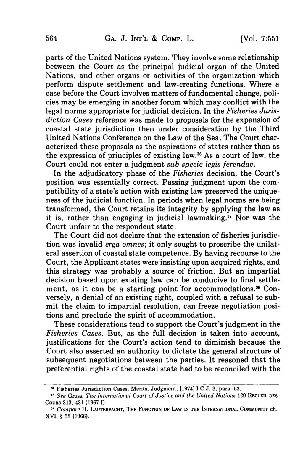 GA. J. INT'L & COMP. L. [Vol. 7:551 parts of the United Nations system.