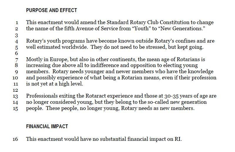 BIG WEST ROTARACT MDIO LEADERSHIP OPINION BRIEF Pro: Since members of the New Generations programs cover a wide age group, the term New Generations is more coherent, relevant, and better represent