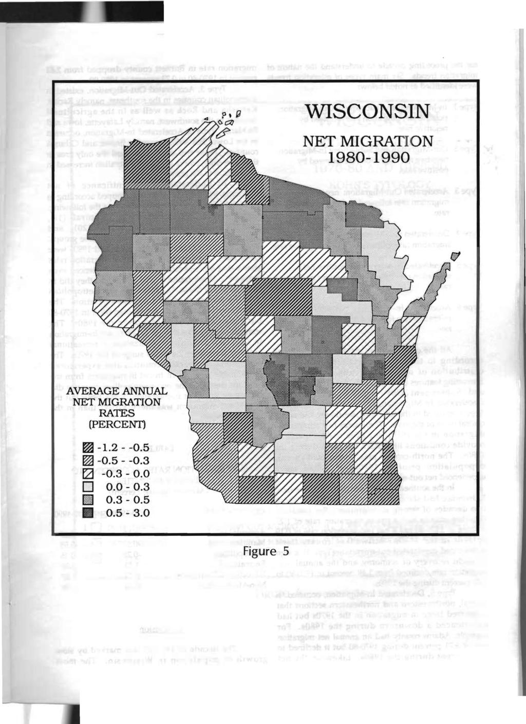 WISCONSIN NET MIGRATION 1980-1990 f$i AVERAGE ANNUAL NET MIGRATION RATES