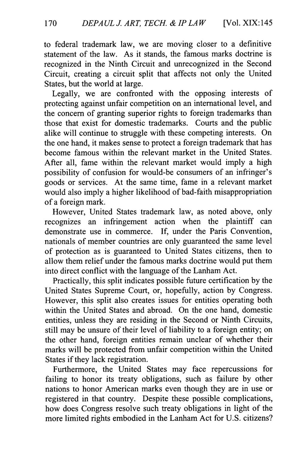 DePaul Journal of Art, Technology & Intellectual Property Law, Vol. 19, Iss. 1 [], Art. 6 DEPA UL J. ART, TECH & IP LAW [Vol.