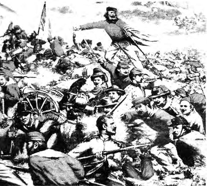 5 SOURCE F An illustration of Garibaldi in the battle of Calatafimi, published shortly after the battle in 1860.