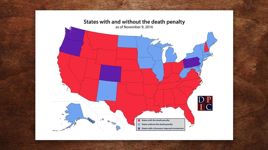 Slide #10: State Policies on the Death Penalty 2 minutes 16 8 Slide #10 shows 31 states with the death penalty and 19 without. Explain how: The states in blue do not have the death penalty.