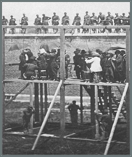 Mary Surratt, Paine, Herold, and Atzerodt were all found guilty in a military trial and sentenced to be hanged.