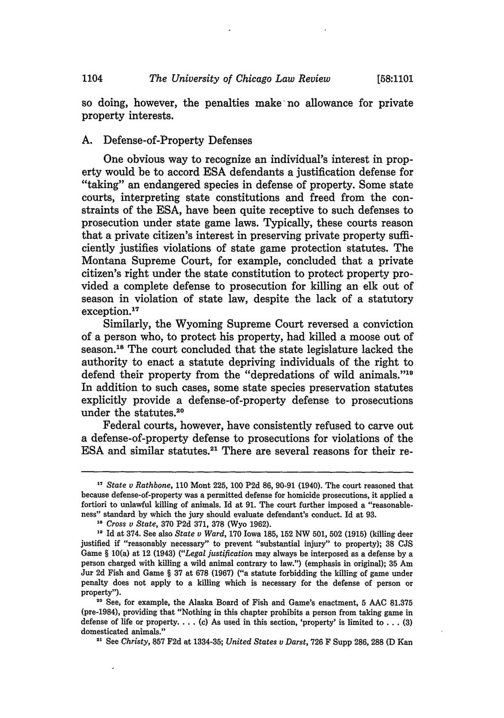1104 The University of Chicago Law Review [58:1101 so doing, however, the penalties make no allowance for private property interests. A.