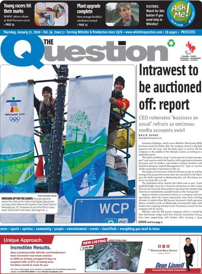 Class 1016 Circulation 6,500 to 12,499 BEST ALL-ROUND NEWSPAPER Judge: Peter McCully Rocky Mountain Outlook Canmore/Kananaskis/Banff, AB Coast Reporter Sechelt/Gibsons, BC Question Whistler, BC After