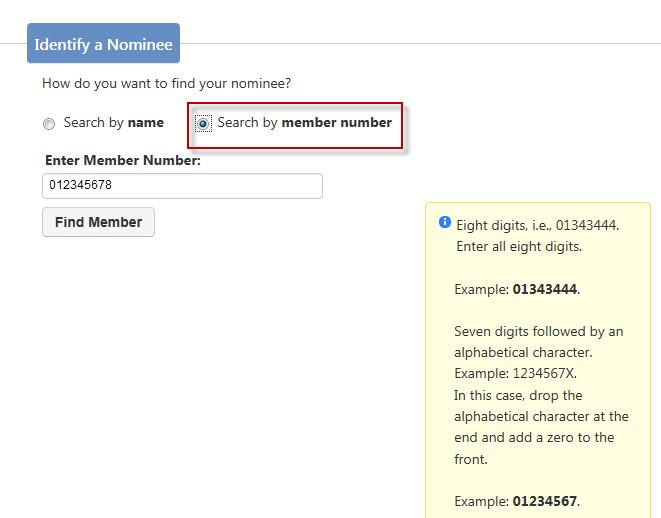 number in the search box, and select the Find Member button. 2.4.