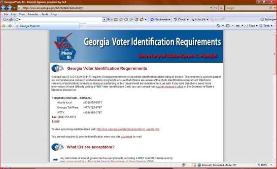 The State of Georgia offers a FREE Voter Identification Card. An identification card can be issued at any county registrar's office free of charge.