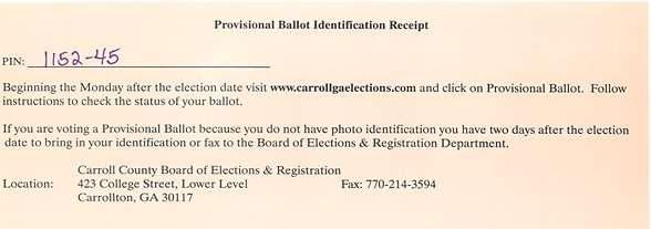 written information on how to determine whether the ballot was counted.