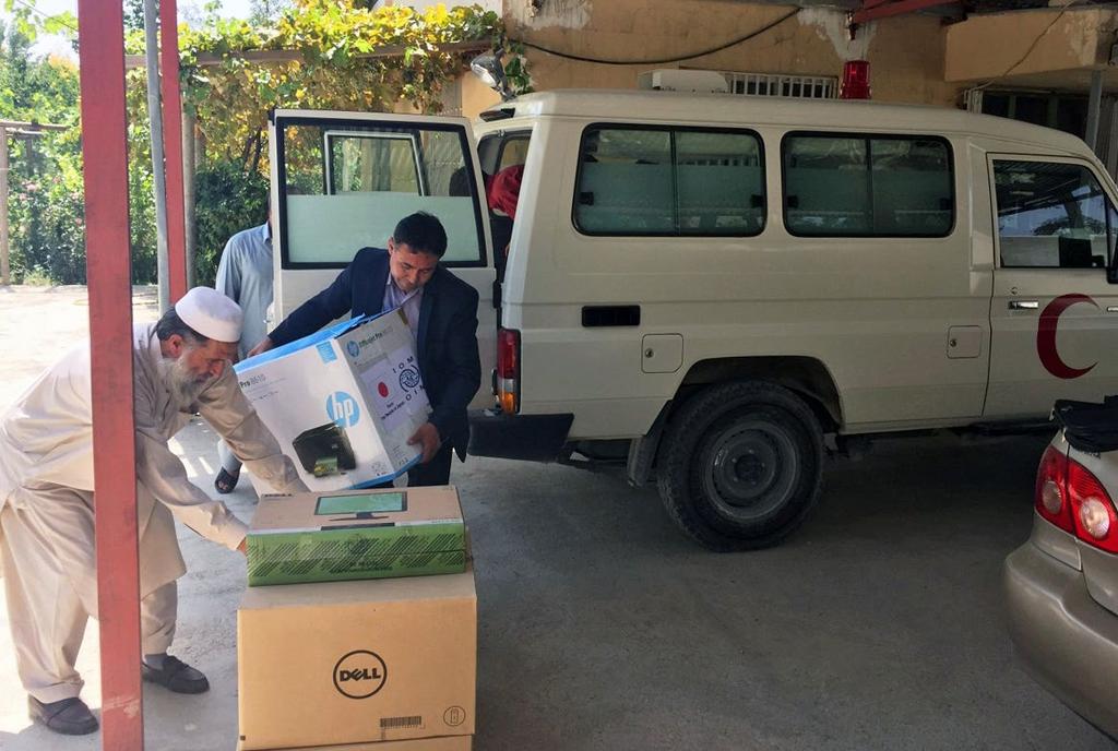 Experts and Donated Equipment Support Afghan Institutions In August, IOM donated vital equipment including computers and printers to the Afghan Red Crescent Society, one of numerous public and