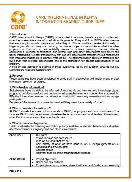 Accountability, CARE International in Kenya,