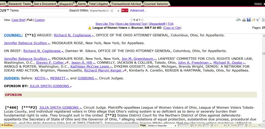 Below the headnotes, the attorneys for each side are identified, followed by the judge(s). The judge who wrote the opinion is usually named and then the text of the opinion begins.
