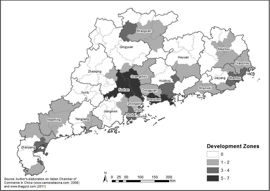 Figure 4.4. Distribution of Development Zones in Guangdong Province (2008) 4.