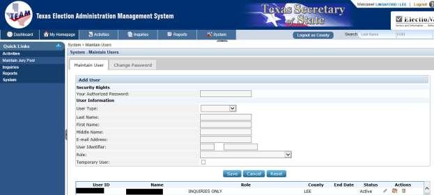 3. The Maintain Users screen displays a list of all User ID s with Name, Status and Role (Figure 11.3).