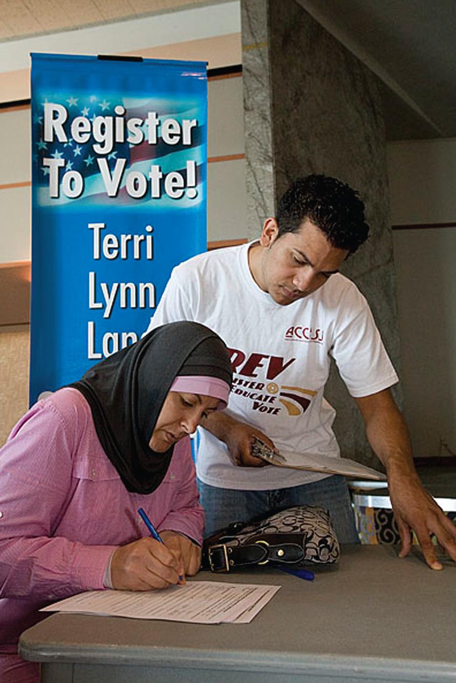 22 n Arab Americans: An Integral Part of American Society Voter registration drives are among the many programs
