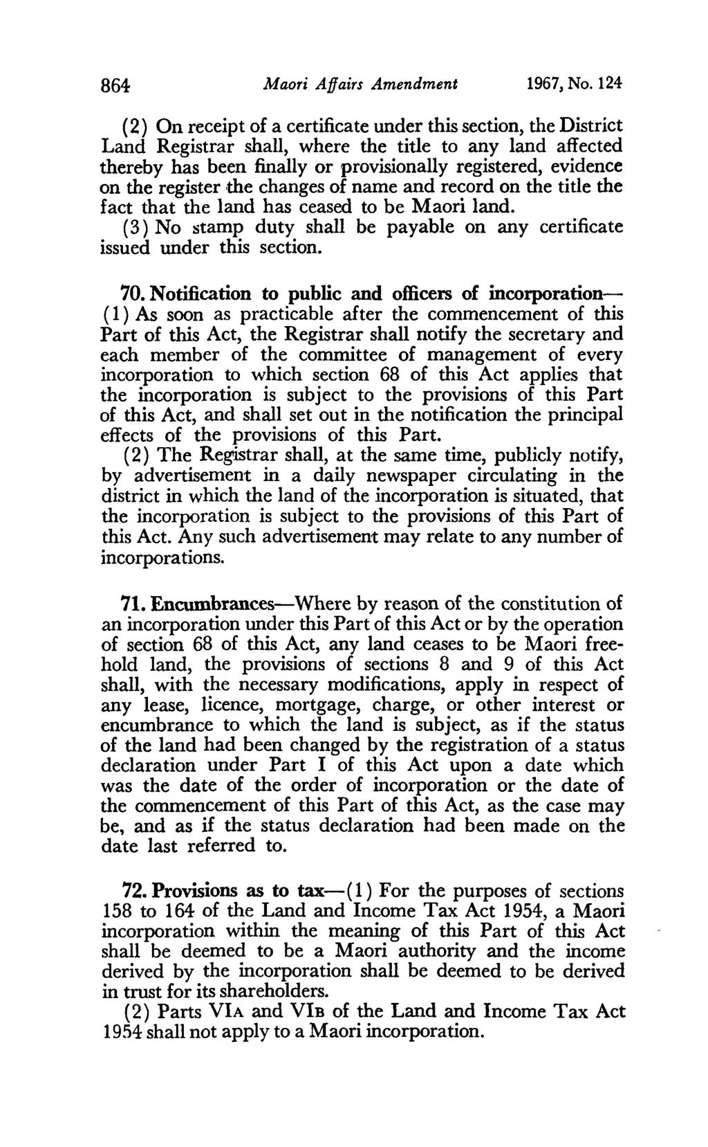 864 Maori Affairs Amendment 1967, No.