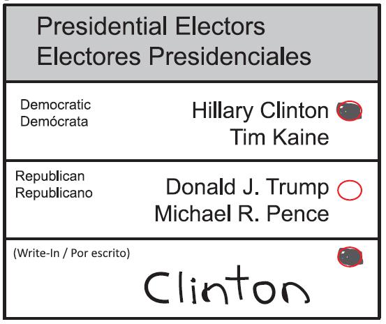 Although the voter has not correctly spelled out the pair of names, because there is a reasonably correct spelling of one of the candidate s names and the same printed names have been marked, the