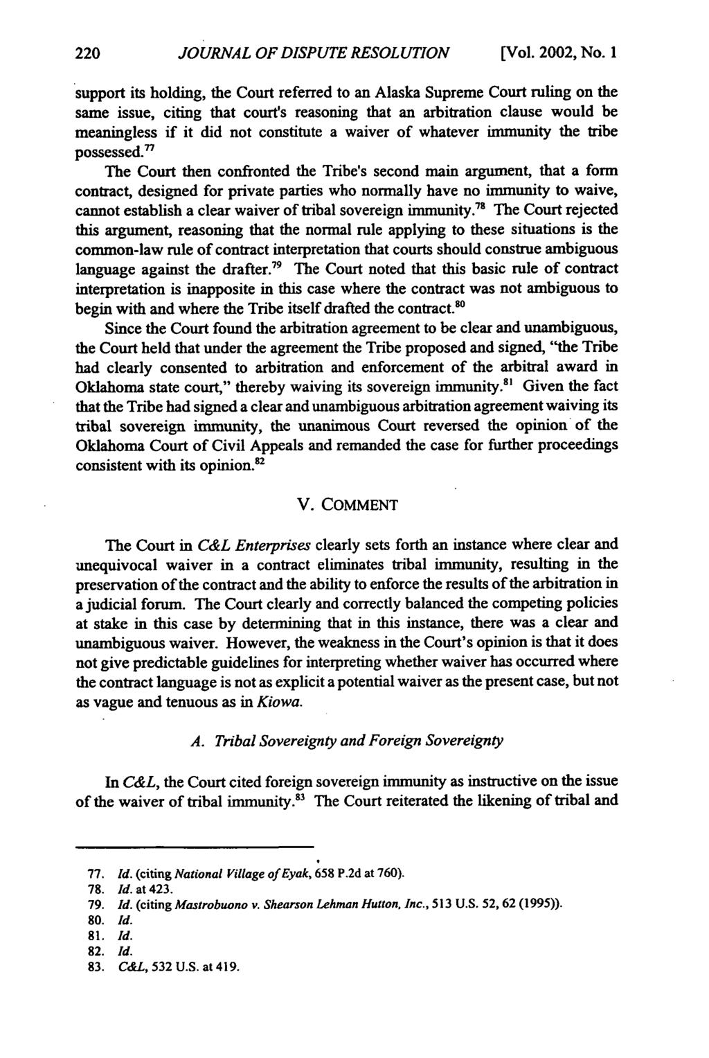 Journal of Dispute Resolution, Vol. 2002, Iss. 1 [2002], Art. 14 JOURNAL OF DISPUTE RESOLUTION [Vol. 2002, No.