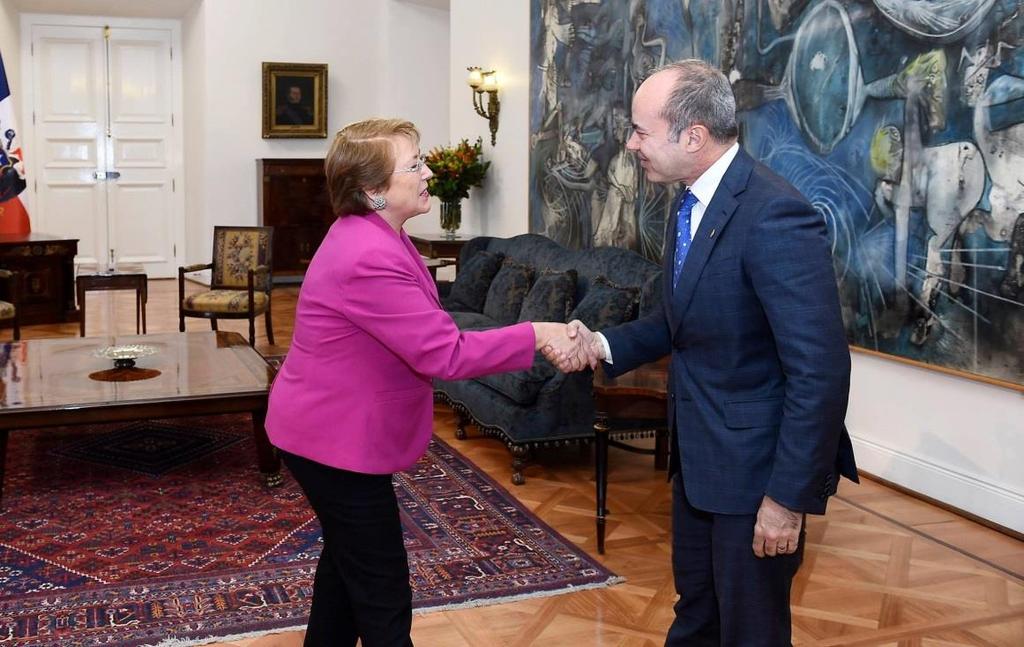 Caldas, met with President Michelle Bachelet in order to discuss the