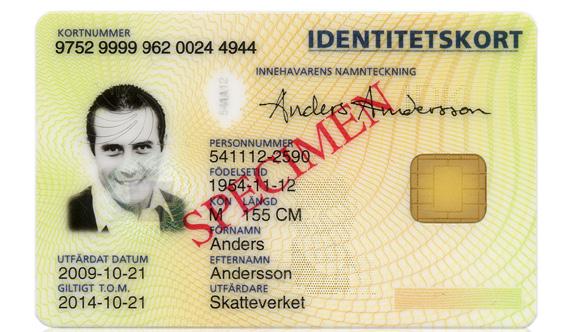 From September 2017 the Swedish Tax Agency s identity card looks like this: The