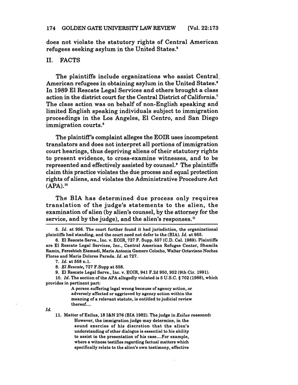 Golden Gate University Law Review, Vol. 22, Iss. 1 [1992], Art. 14 174 GOLDEN GATE UNIVERSITY LAW REVIEW [Vol.