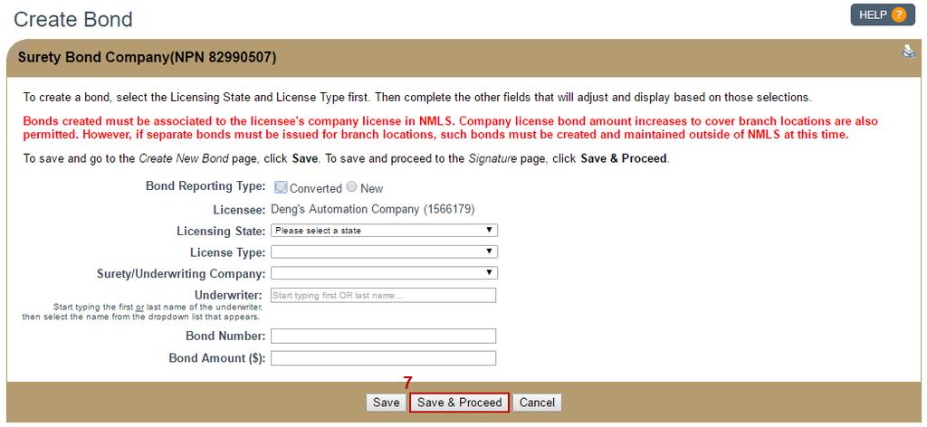 6. Provide the requested information. Fields will automatically adjust based on requirements of the state and license type selected.