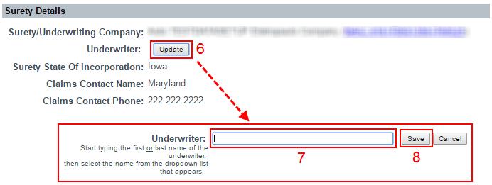 Change an Underwriter on an Existing Bond 3. Within the Tasks section, click Surety Bond Management either in the top menu bar or in the main description panel. 4.