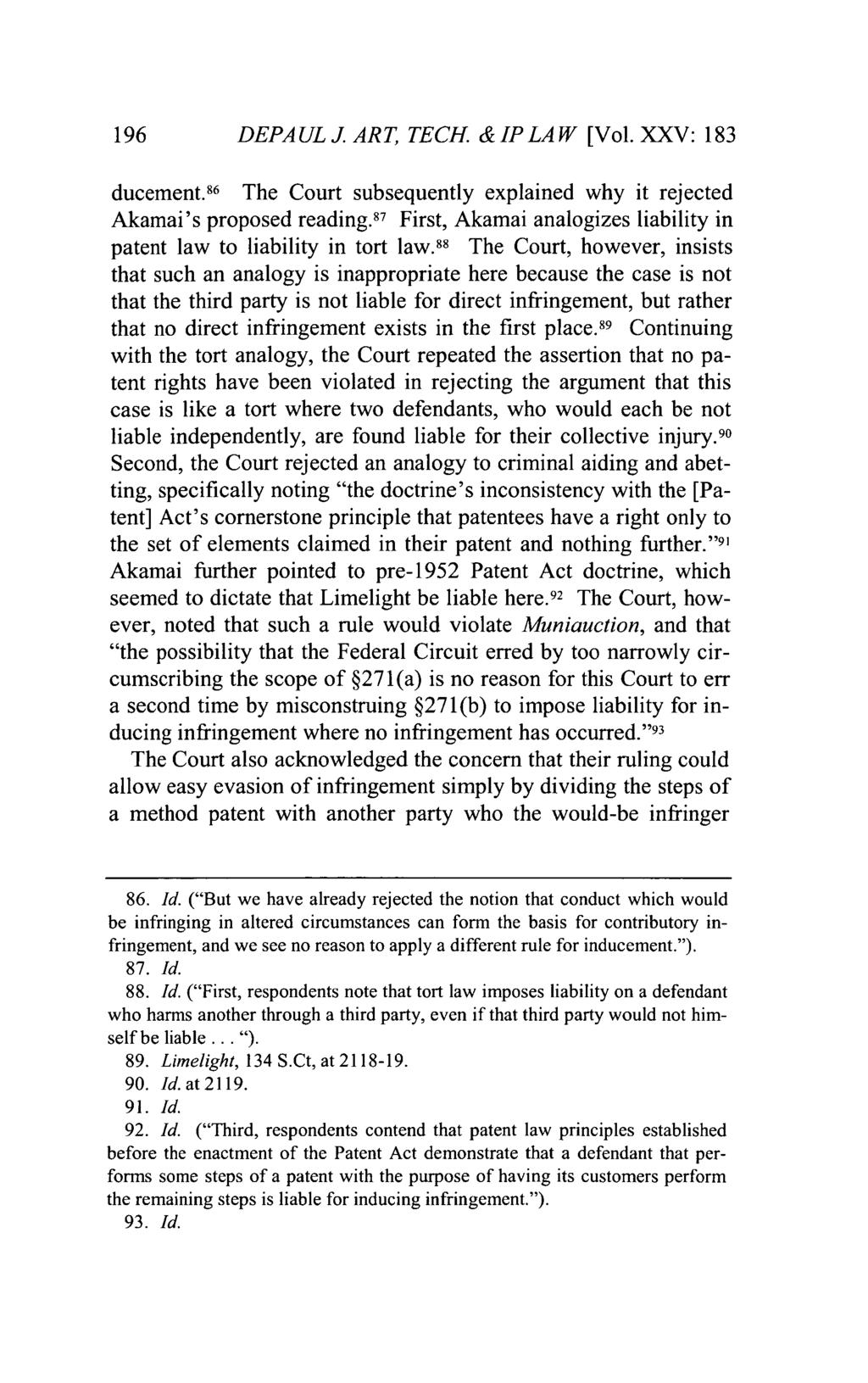 DePaul Journal of Art, Technology & Intellectual Property Law, Vol. 25, Iss. 1 [], Art. 6 DEPAUL J. ART, TECH. & IP LAW [Vol.