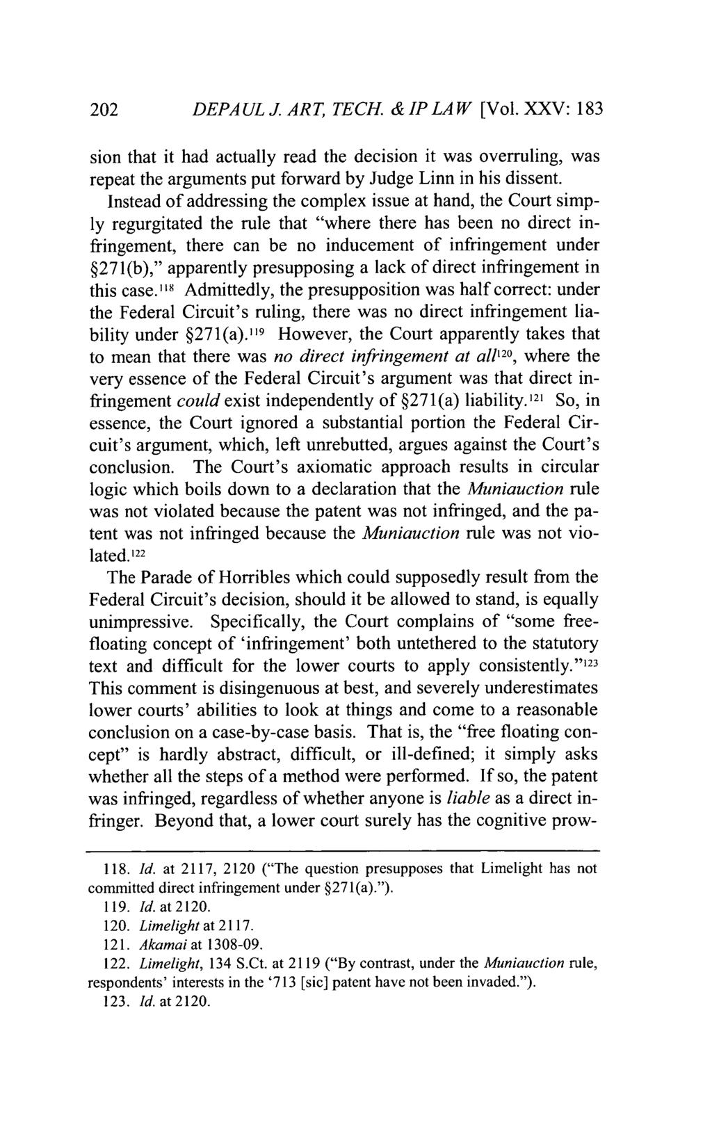DePaul Journal of Art, Technology & Intellectual Property Law, Vol. 25, Iss. 1 [], Art. 6 202 DEPA UL J ART, TECH. & IP LAW [Vol.