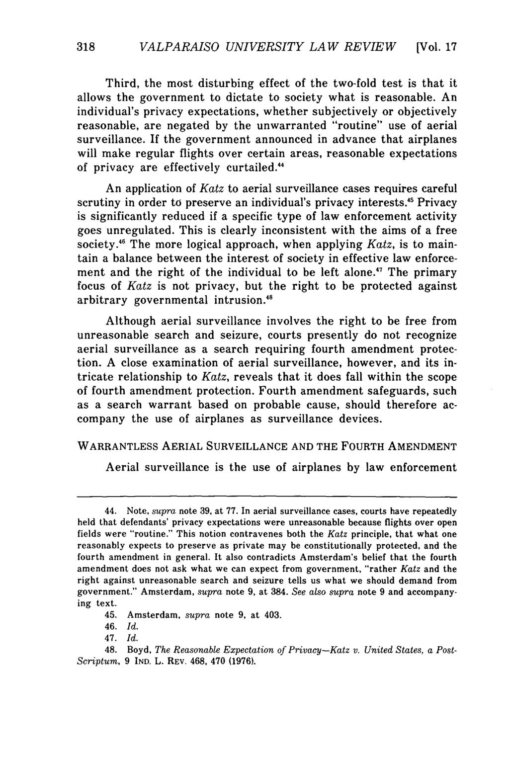 Valparaiso University Law Review, Vol. 17, No. 2 [1982], Art. 5 318 VALPARAISO UNIVERSITY LAW REVIEW [Vol.