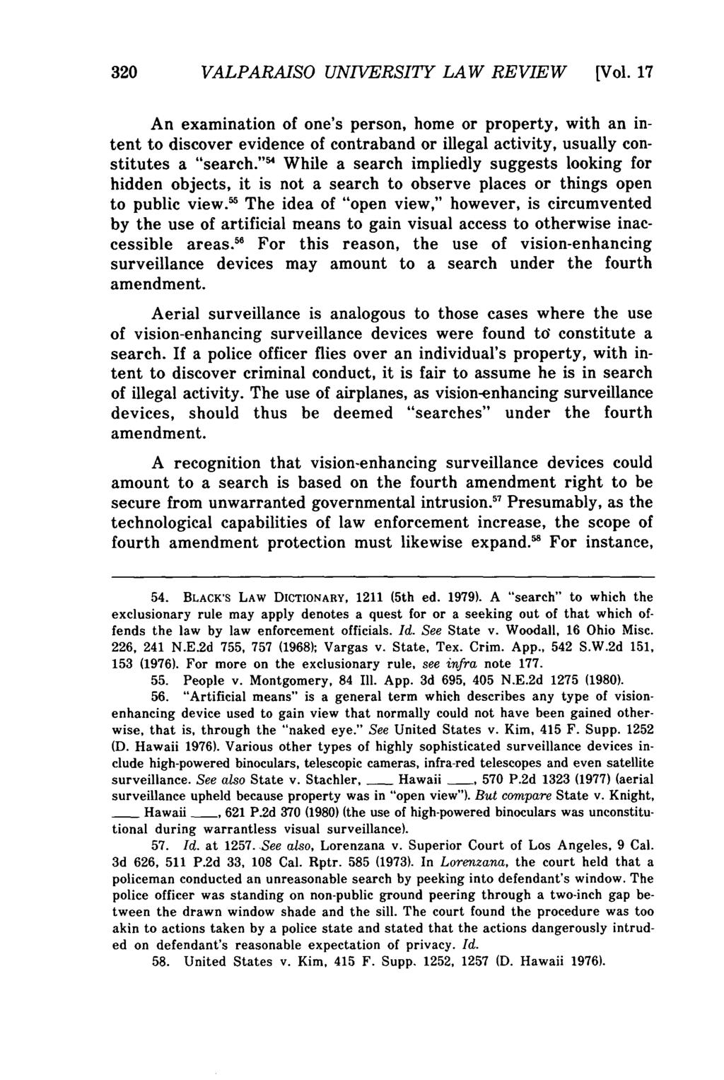 Valparaiso University Law Review, Vol. 17, No. 2 [1982], Art. 5 320 VALPARAISO UNIVERSITY LAW REVIEW [Vol.