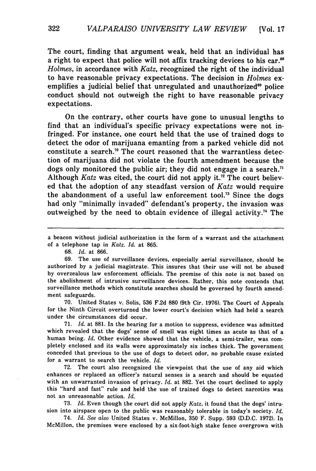 Valparaiso University Law Review, Vol. 17, No. 2 [1982], Art. 5 322 VALPARAISO UNIVERSITY LAW REVIEW [Vol.