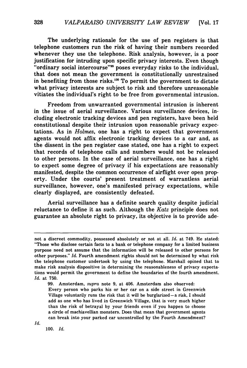 Valparaiso University Law Review, Vol. 17, No. 2 [1982], Art. 5 328 VALPARAISO UNIVERSITY LAW REVIEW [Vol.