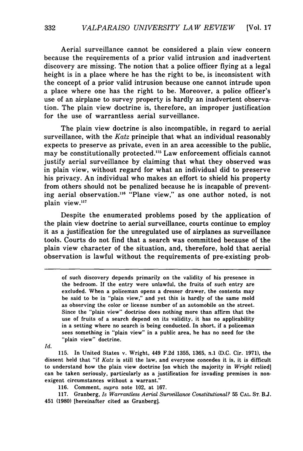 Valparaiso University Law Review, Vol. 17, No. 2 [1982], Art. 5 332 VALPARAISO UNIVERSITY LAW REVIEW [Vol.