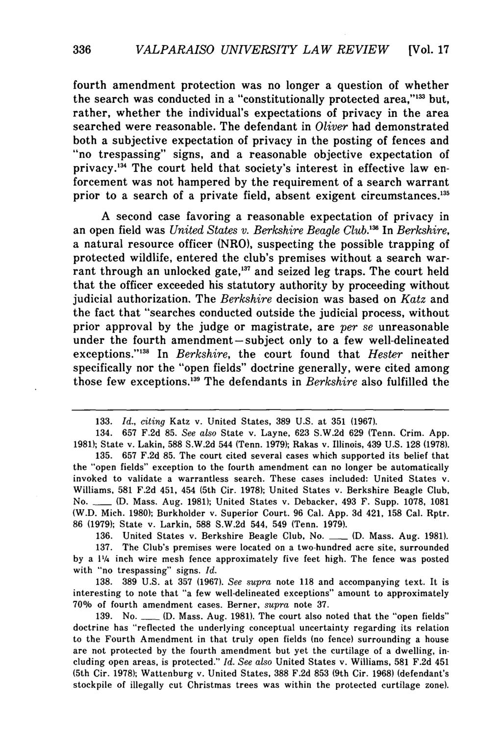 Valparaiso University Law Review, Vol. 17, No. 2 [1982], Art. 5 336 VALPARAISO UNIVERSITY LAW REVIEW [Vol.