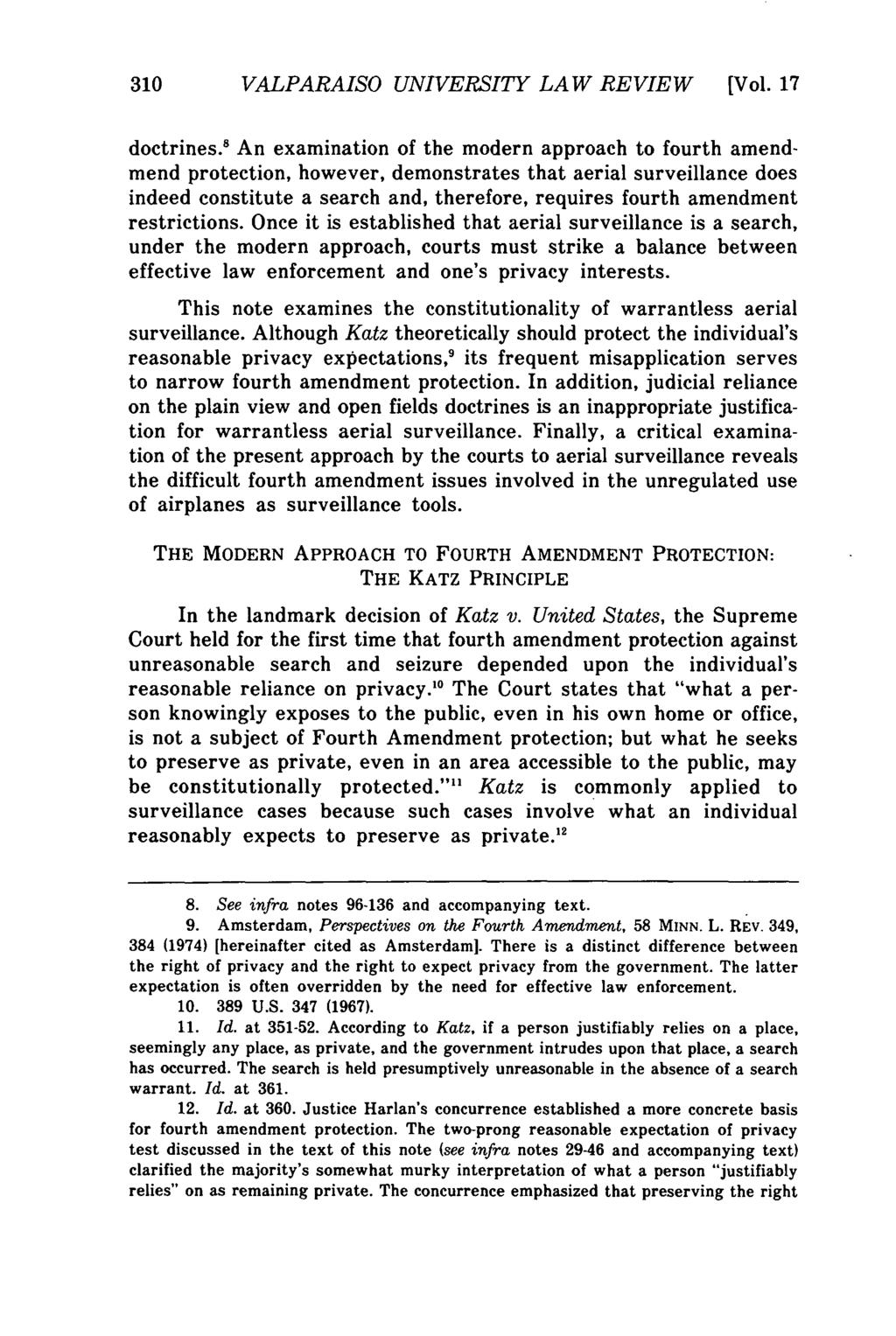 Valparaiso University Law Review, Vol. 17, No. 2 [1982], Art. 5 310 VALPARAISO UNIVERSITY LAW REVIEW [Vol. 17 doctrines.