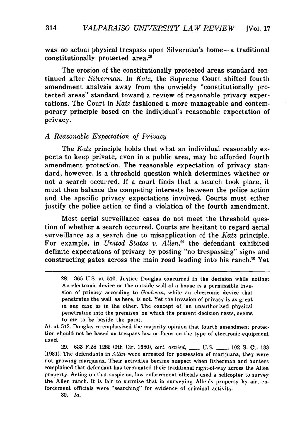 Valparaiso University Law Review, Vol. 17, No. 2 [1982], Art. 5 314 VALPARAISO UNIVERSITY LAW REVIEW [Vol.