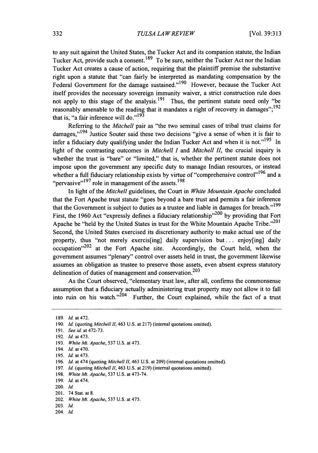 Tulsa Law Review, Vol. 39 [2003], Iss. 2, Art. 4 TULSA LA W REVIEW [Vol.