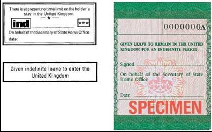 The UK began endorsing passports, or Immigration Status Documents with the UK Residence Permit from December 2003 to show that the holder has Indefinite Leave to Enter or Remain.