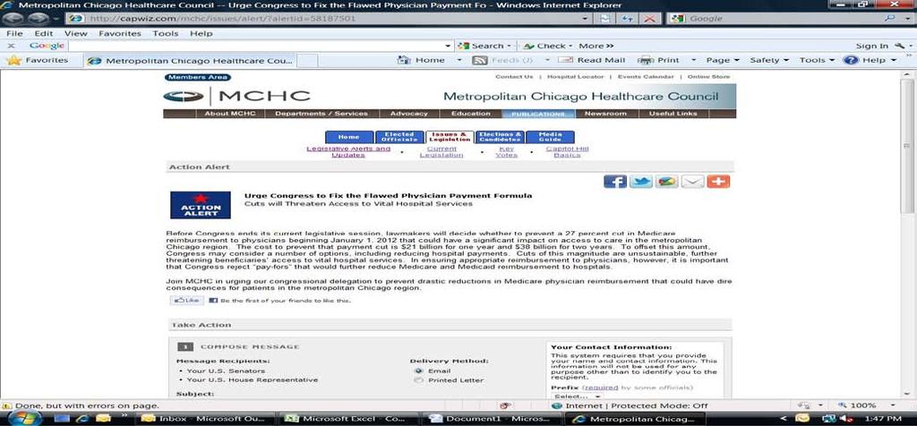 How Can You Get Involved in MCHC s Advocacy Efforts? Visit MCHC s Web site (www.mchc.