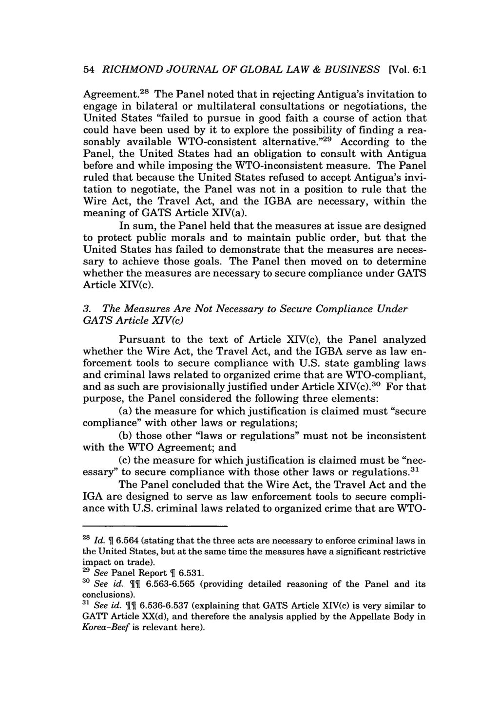54 RICHMOND JOURNAL OF GLOBAL LAW & BUSINESS [Vol. 6:1 Agreement.